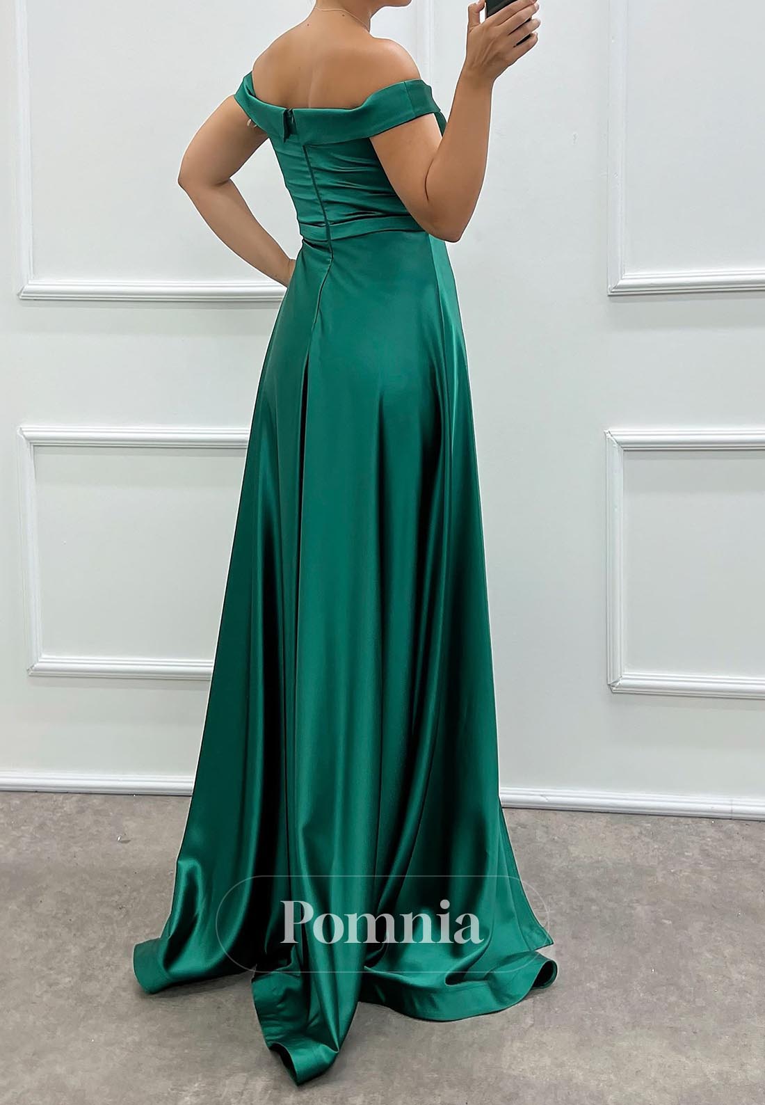 Simple A-Line Off-Shoulder Empire-Waist Evening Dress