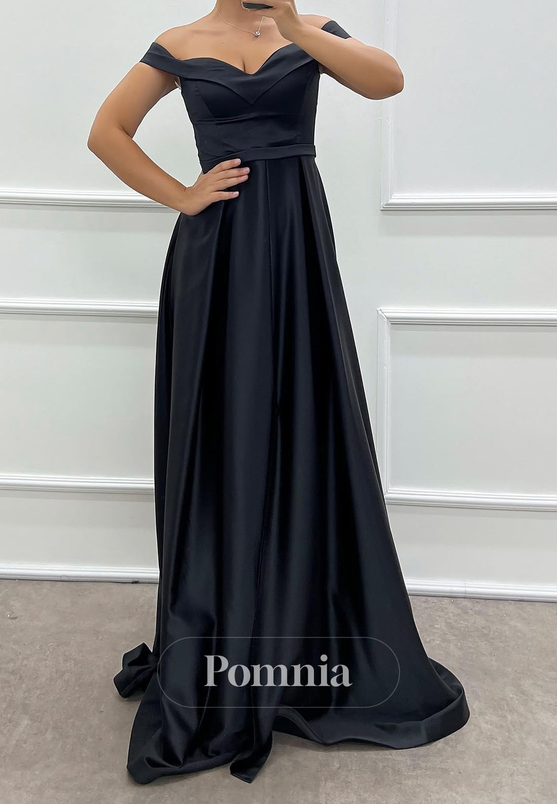 Simple A-Line Off-Shoulder Empire-Waist Evening Dress