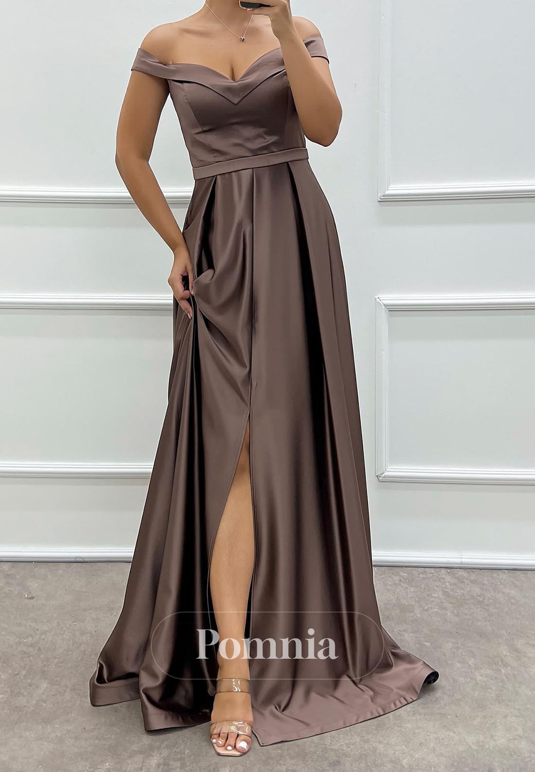 Simple A-Line Off-Shoulder Empire-Waist Evening Dress