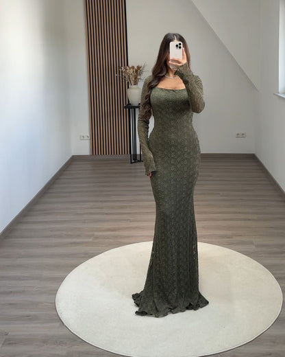 A-Line Cape Scoop Beads Chiffon Evening Dress