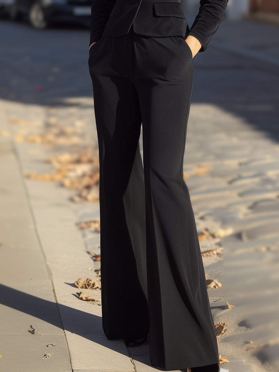 Tailored Single-Button Blazer And Wide-Leg Trouser Set