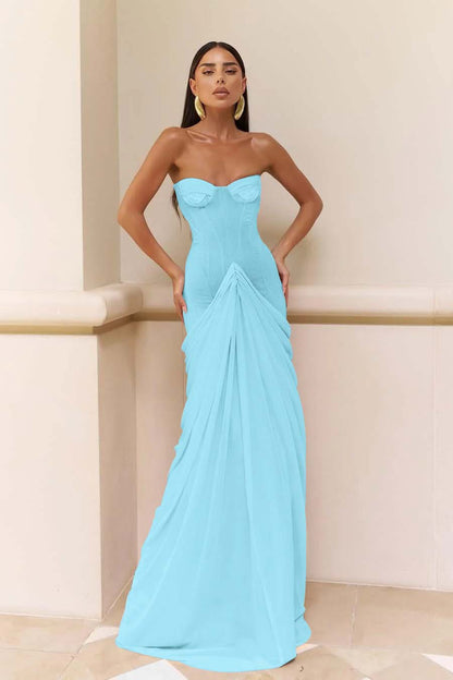 Glamorous Nude Strapless Prom Dress