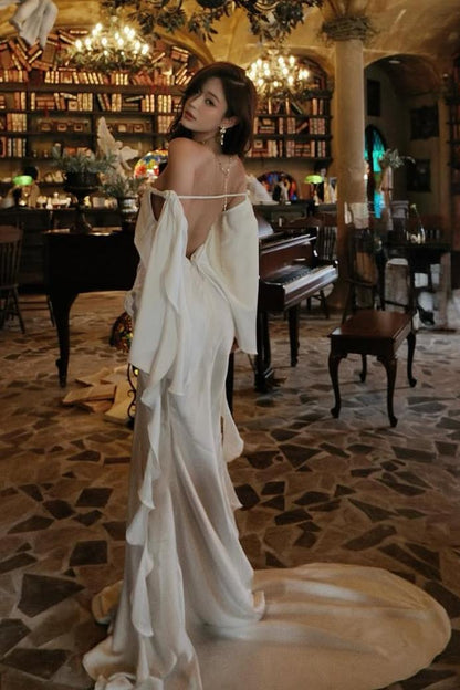 Backless Sleeveless Long Mermaid Prom Dress With Pleated