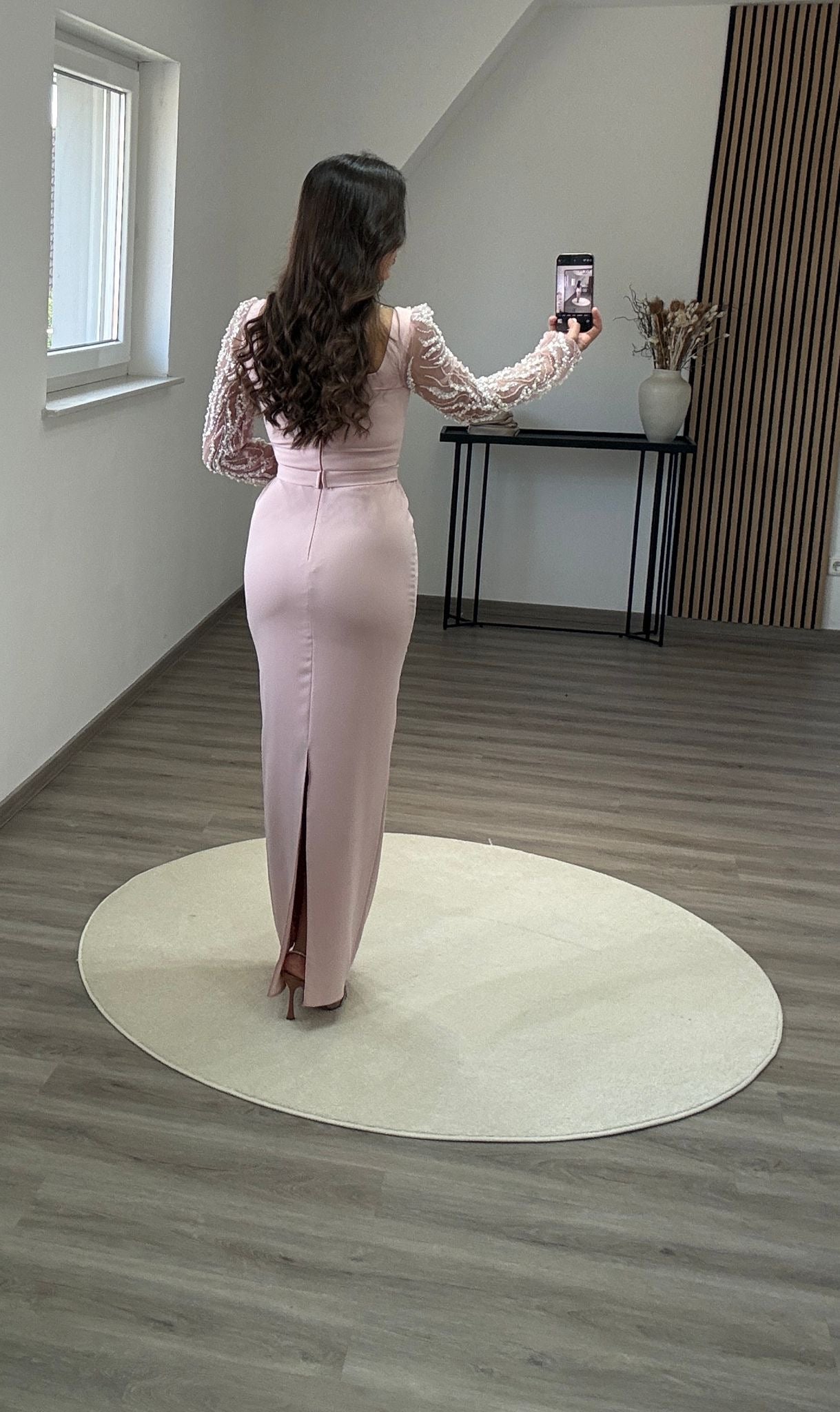 Long Sleeves Sweetheart Ruched Evening Dress