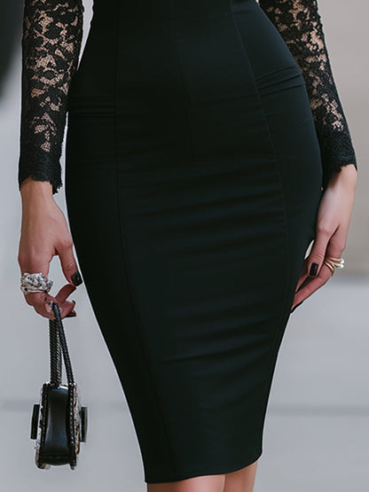 Elegant Lace Long Sleeve Bodycon Dress