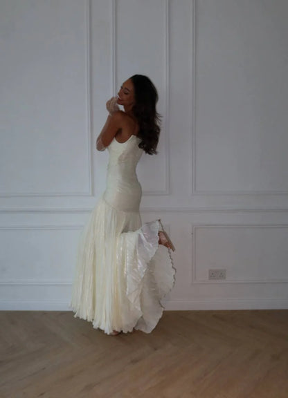 Dazzling Ivory Sweetheart Prom Dress Sleeveless Pleated with Sequins