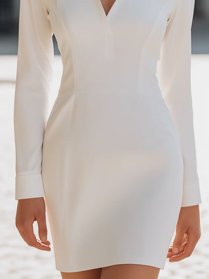 Minimalist Structured Shirt-Collar Mini Dress