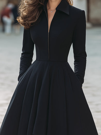 Stylish Zip-Front High-Low Dress