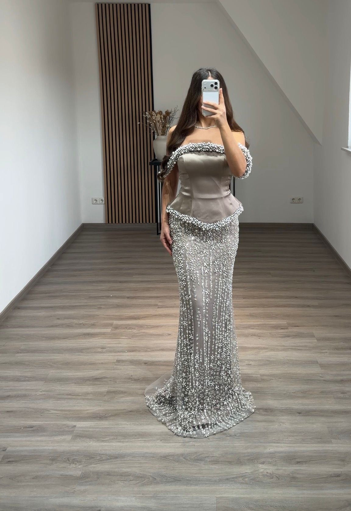 Simple A-Line Long Sleeves Empire-Waist Evening Formal Dress