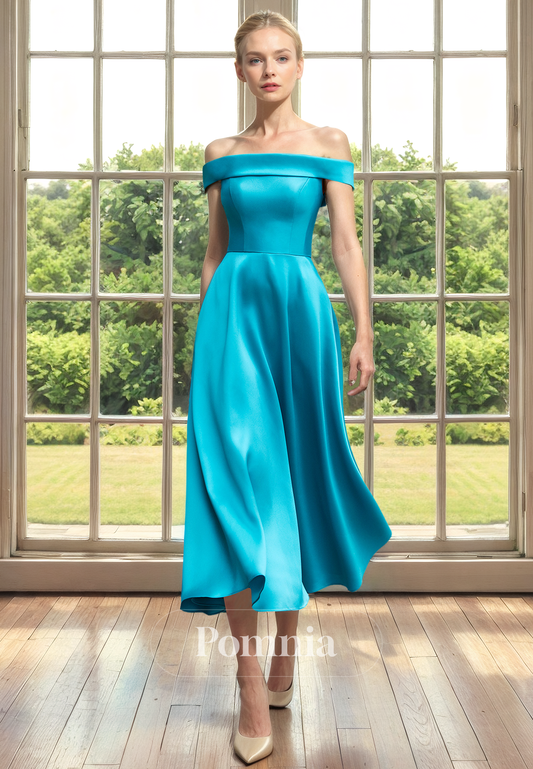 A-Line Strapless Empire-Waist Satin Pleated Long Mother of Bride Dress