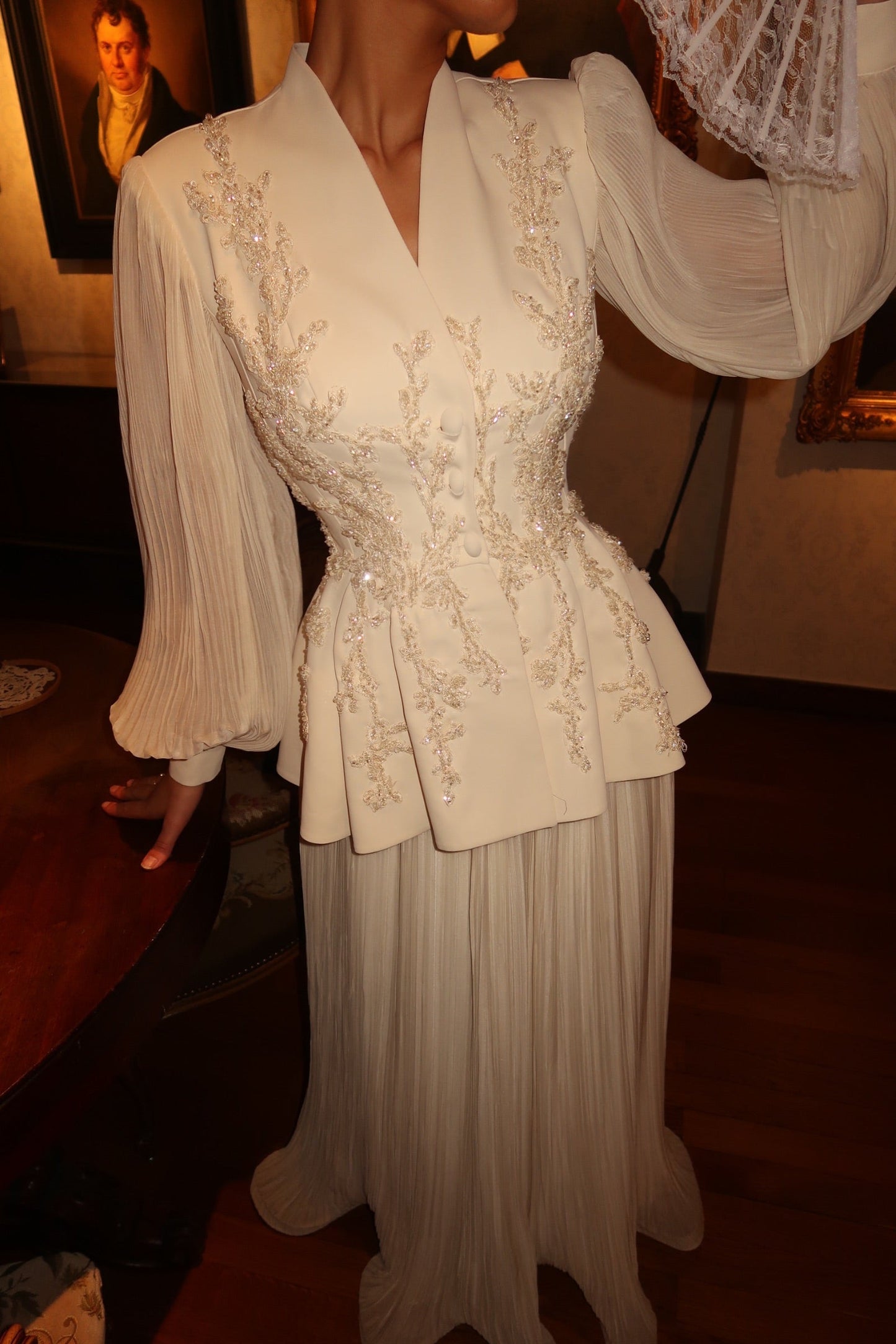 The Maxime Suit Ivory Long Sleeves Evening Dress