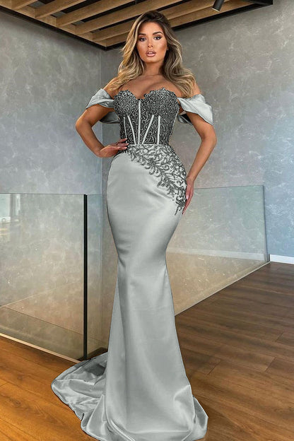 White Sweetheart Off the Shoulder Mermaid Evening Dress