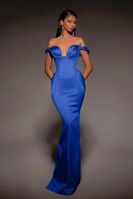 Vintage Gold Mermaid Prom Dress Off-the-Shoulder with Retro