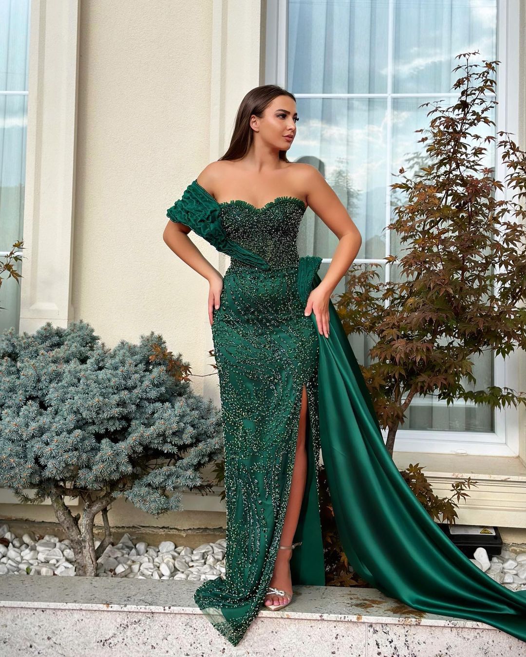 Charming Stain One-Shoulder Long Mermaid Prom Dress