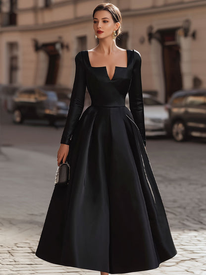 Sophisticated Glam: Fitted Bodice Black Gown With Volume