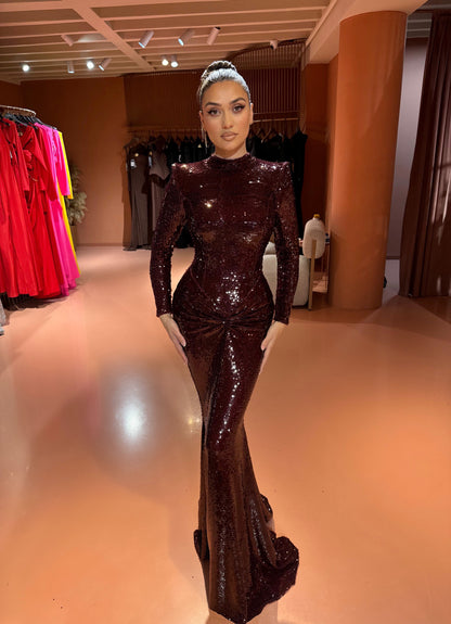 Long Sleeve Sequin Sheath Dress