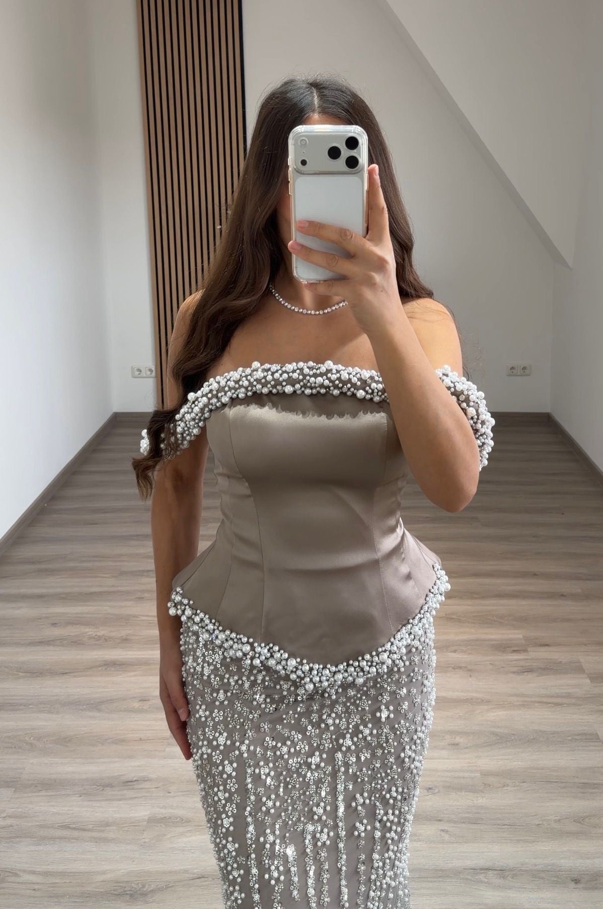 Simple A-Line Long Sleeves Empire-Waist Evening Formal Dress