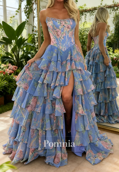 Simple Sleeveless Strapless Ruffles A-Line Prom Dress