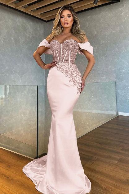 White Sweetheart Off the Shoulder Mermaid Evening Dress