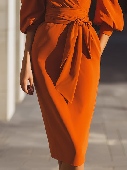 Bold Tangerine Wrap Dress