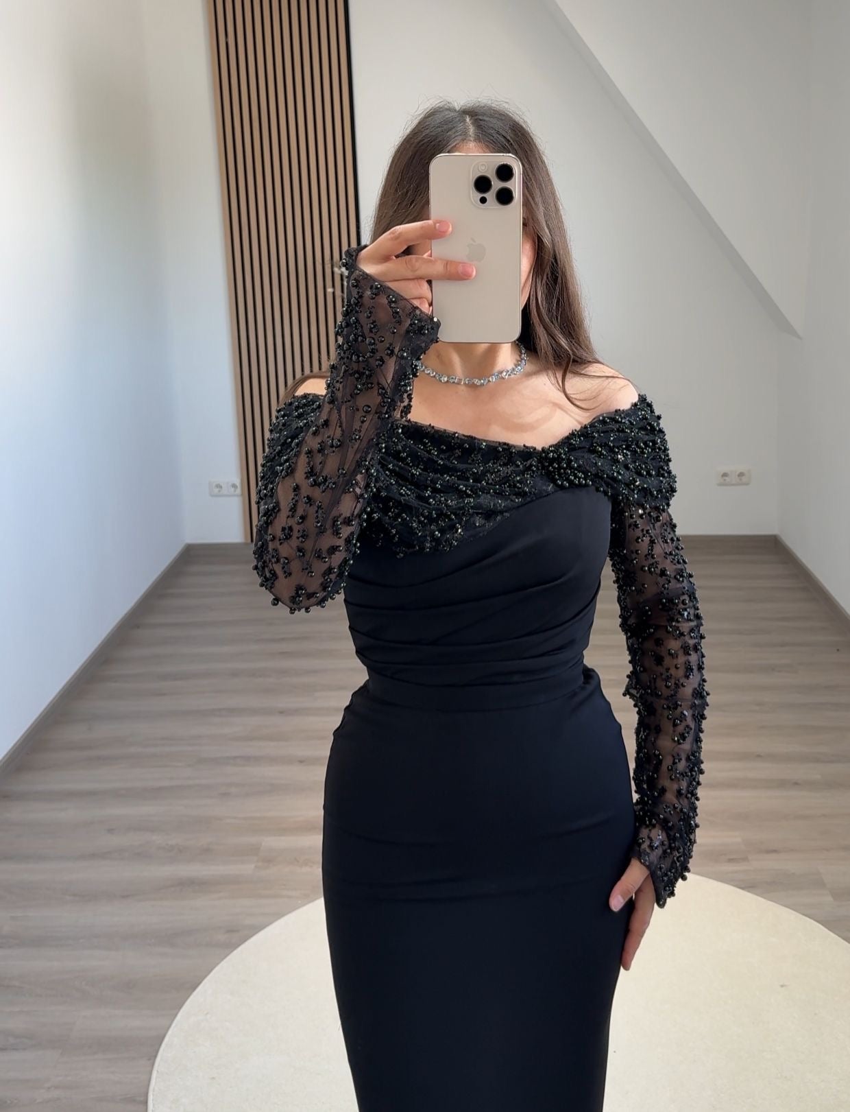 Long Sleeves Off-Shoulder Ruched Evening Dress