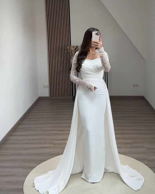 Cape High Neck Ruched Corset Evening Dress