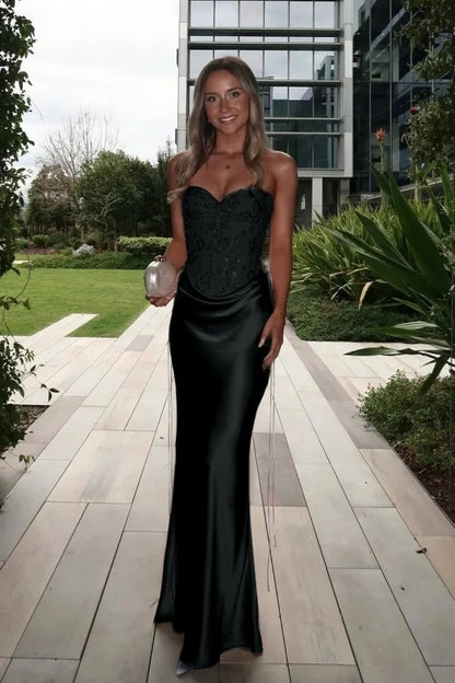 V-Neck Strapless Sleeveless Long Mermaid Prom Dress