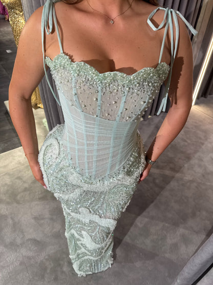Seafoam Crystal Corset Gown