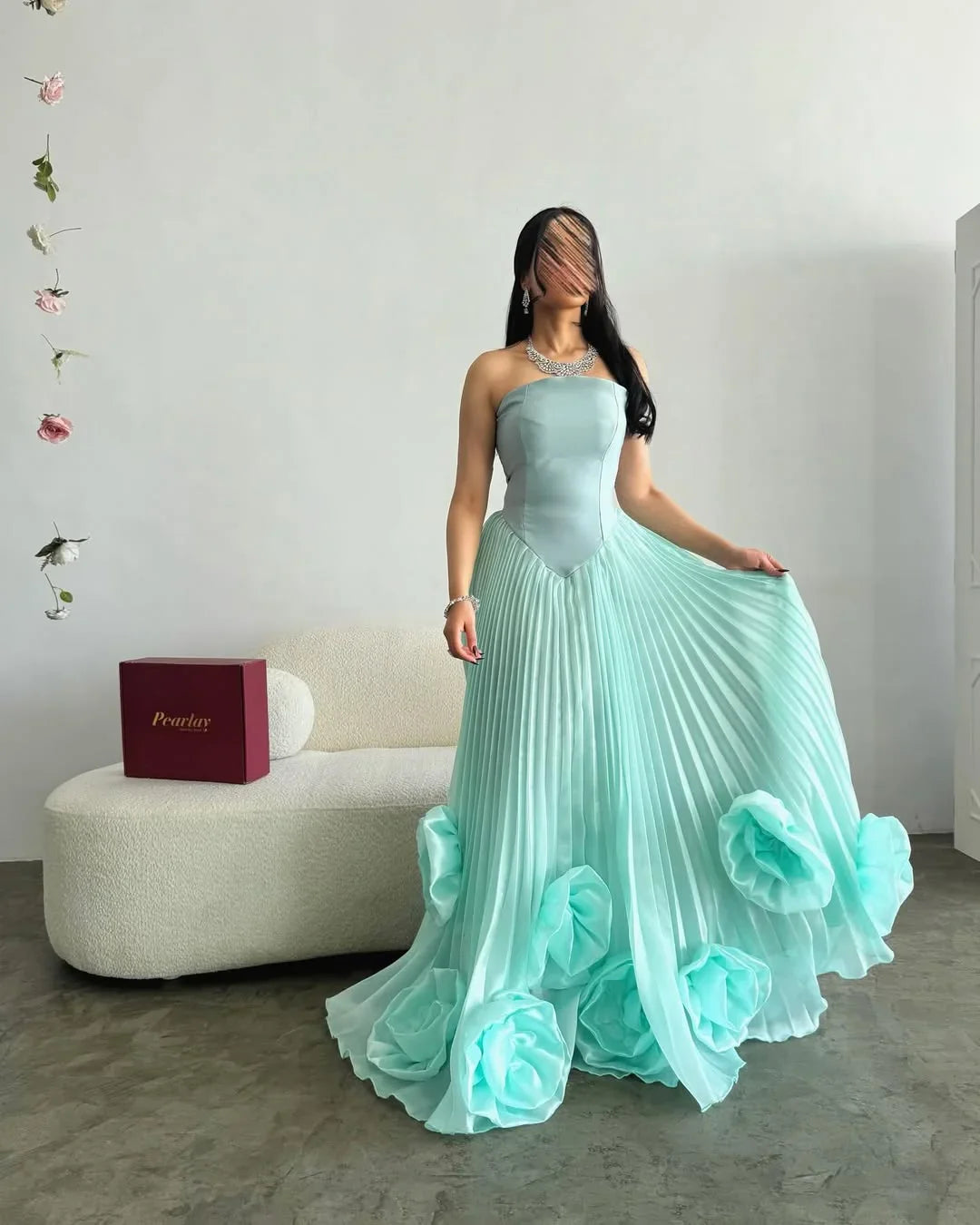 Stunning Mint Green Pleated Strapless Prom Dress