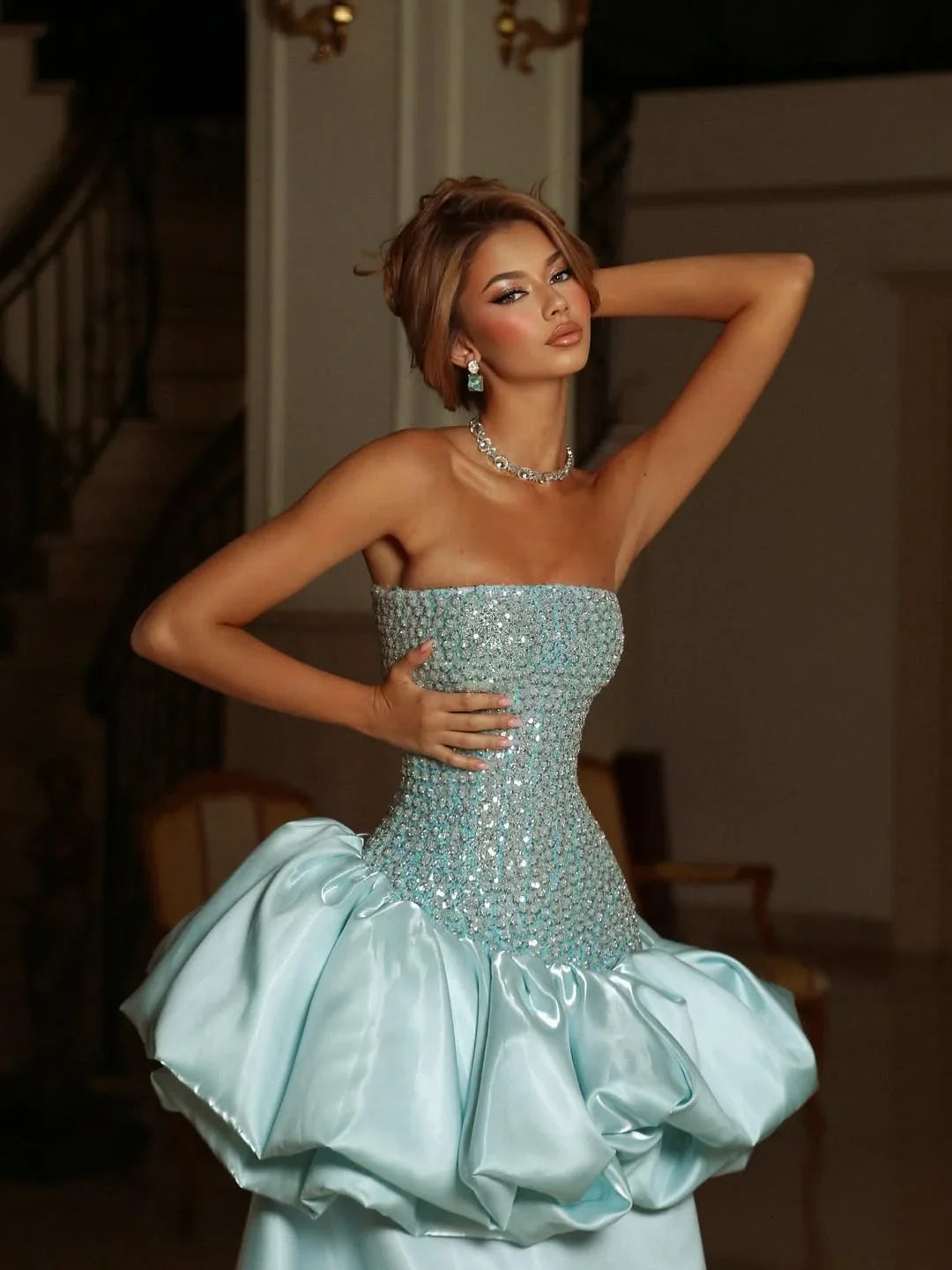 Exquisite Mint Green Straight Across Beaded Sleeveless Floor Length Prom Dress