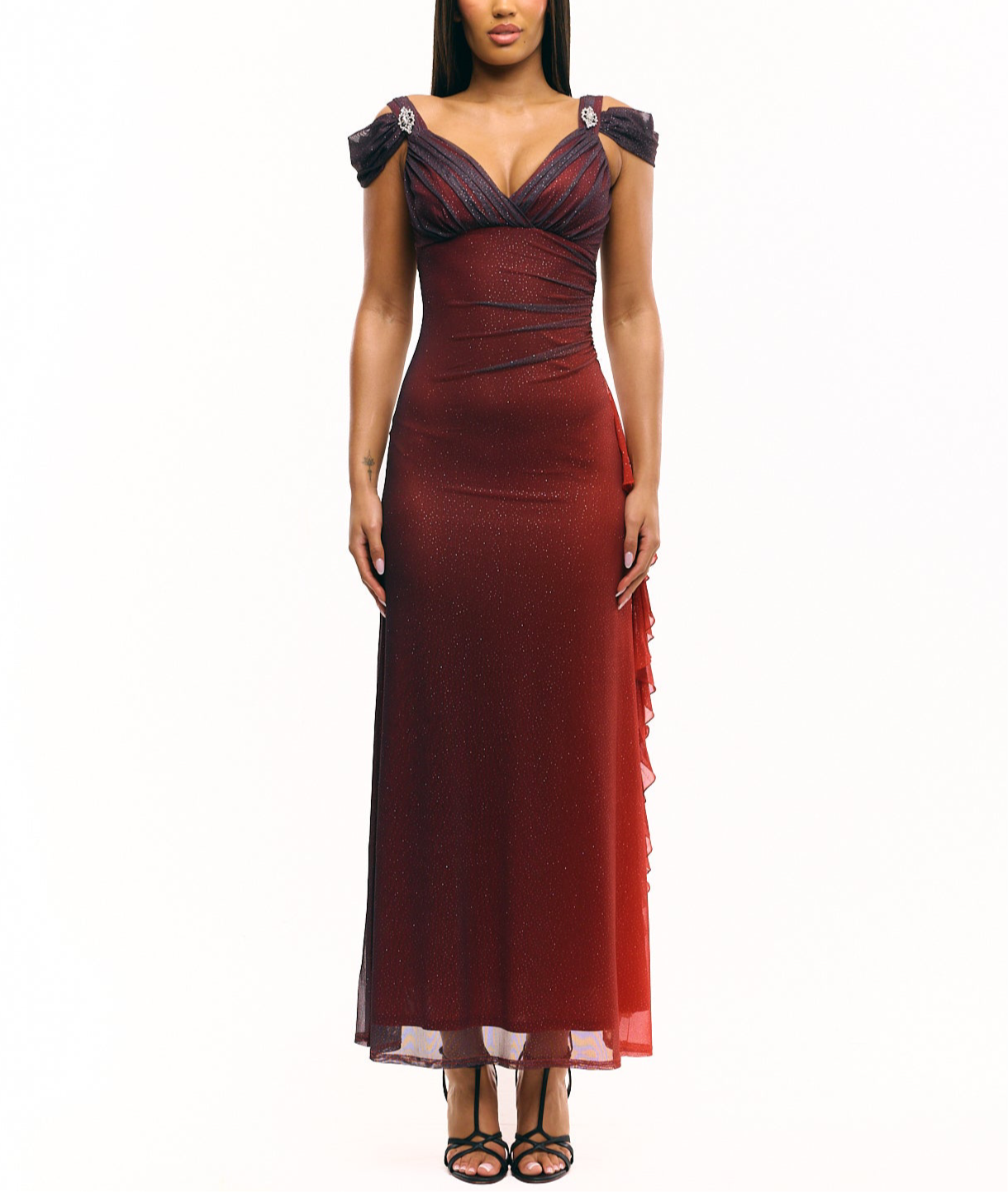 The Red Spaghetti Straps Midnight Skies Gown