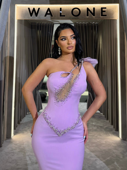 Lilac One Shoulder Mermaid Dress