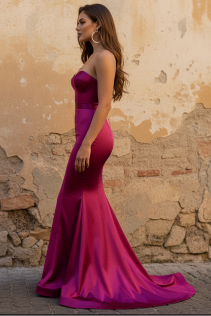 Stylish Mermaid Sweetheart Fuchsia Long Prom Dress