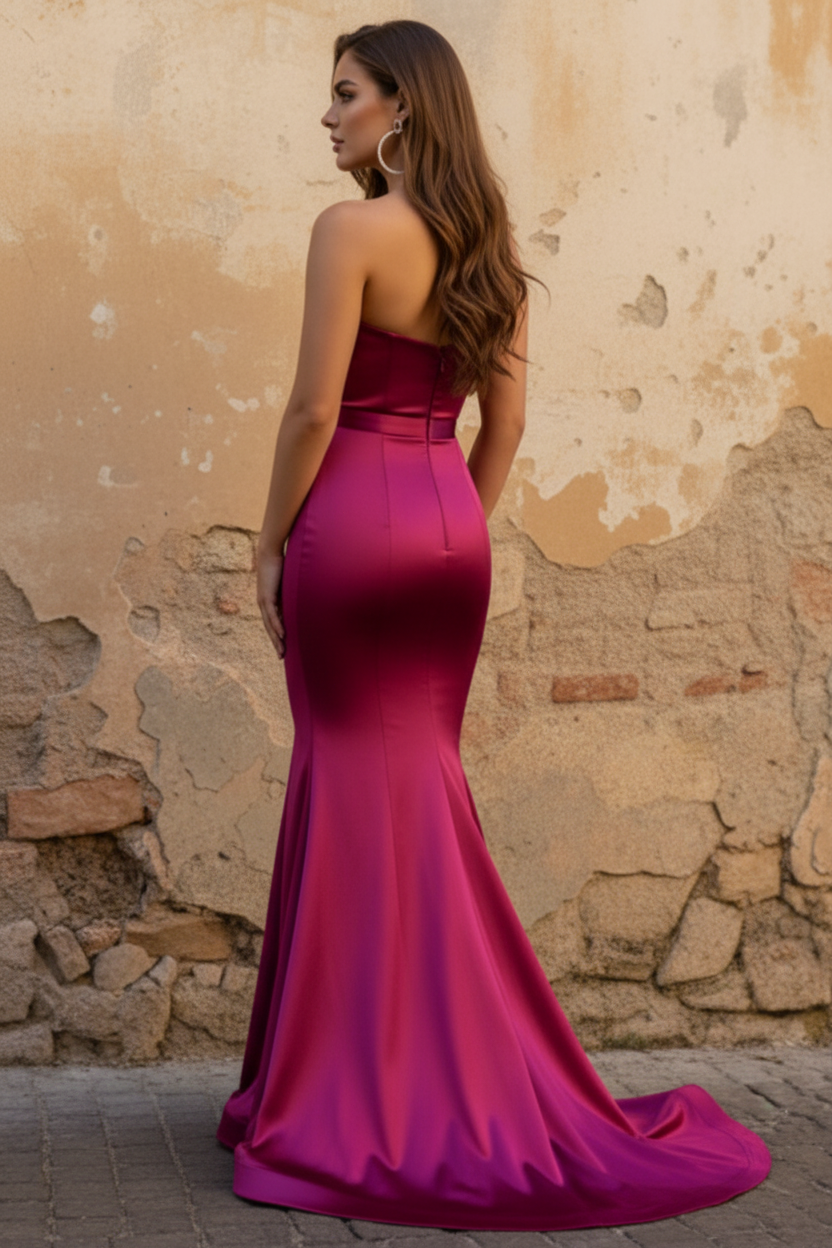 Stylish Mermaid Sweetheart Fuchsia Long Prom Dress