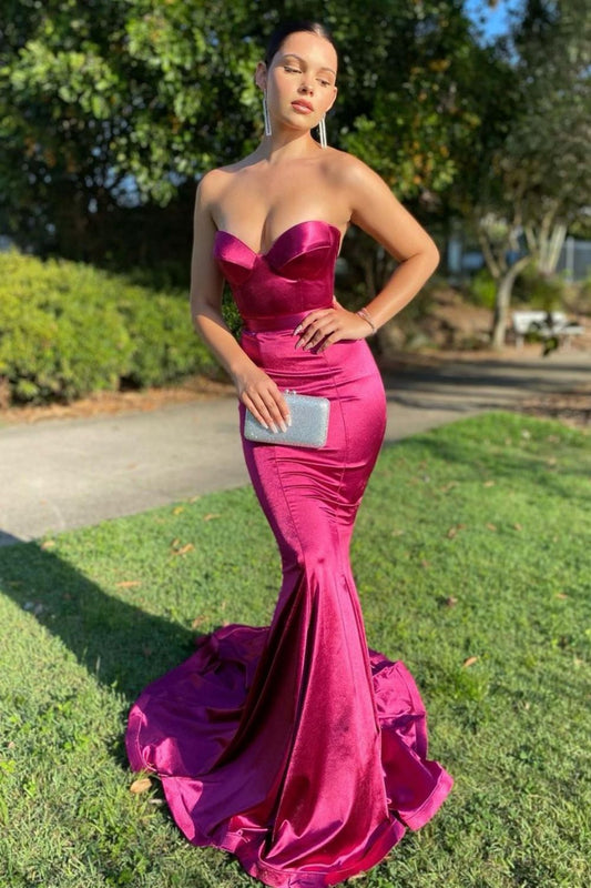 Stylish Mermaid Sweetheart Fuchsia Long Prom Dress