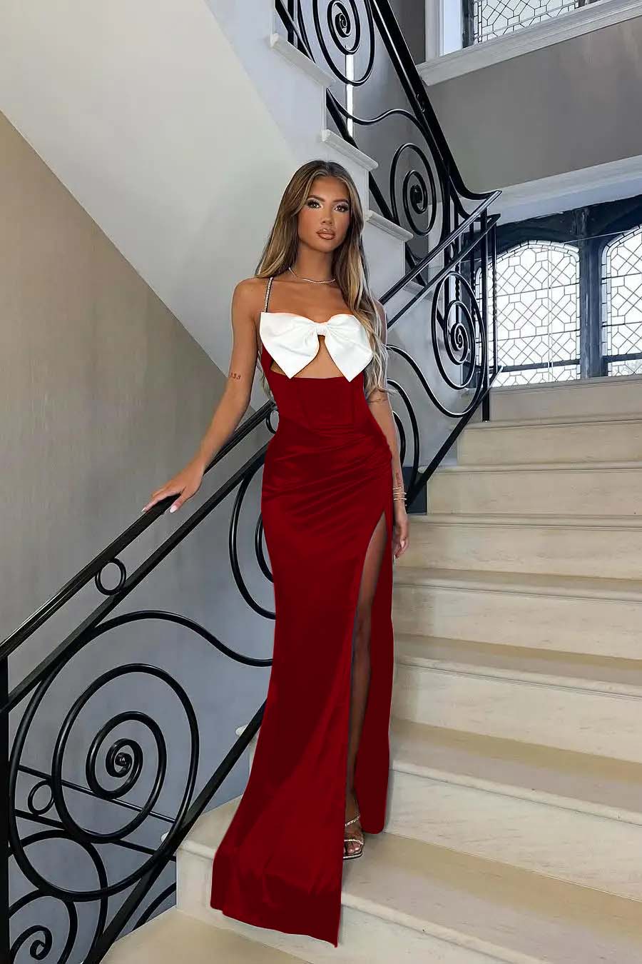 Spaghetti Strap Sleeveless Long Mermaid Prom Dress With Split
