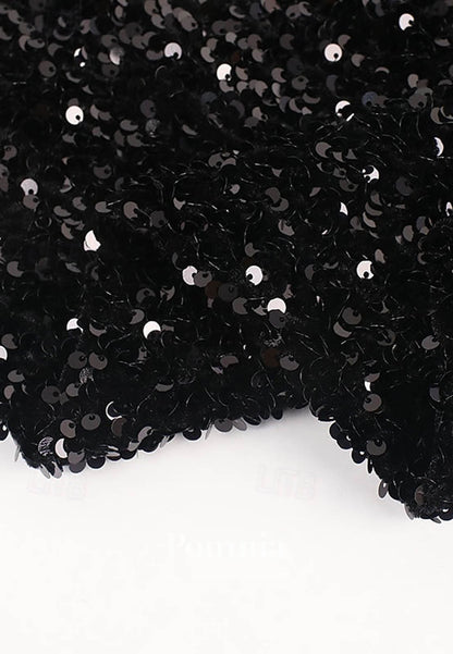 Elegant Silky Sleeve One Shoulder Formal Pocket Satin Sequined