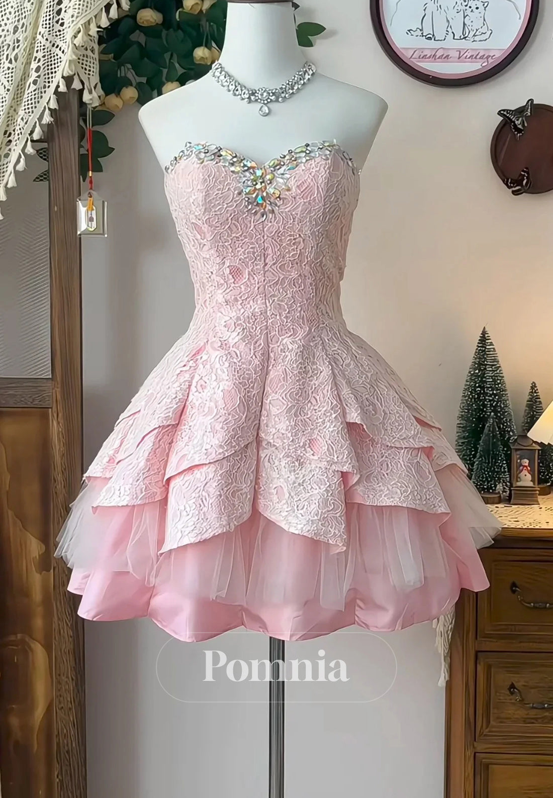 A-Line Blushing Pink Strapless Sleeveless Ruffles Homecoming Dress