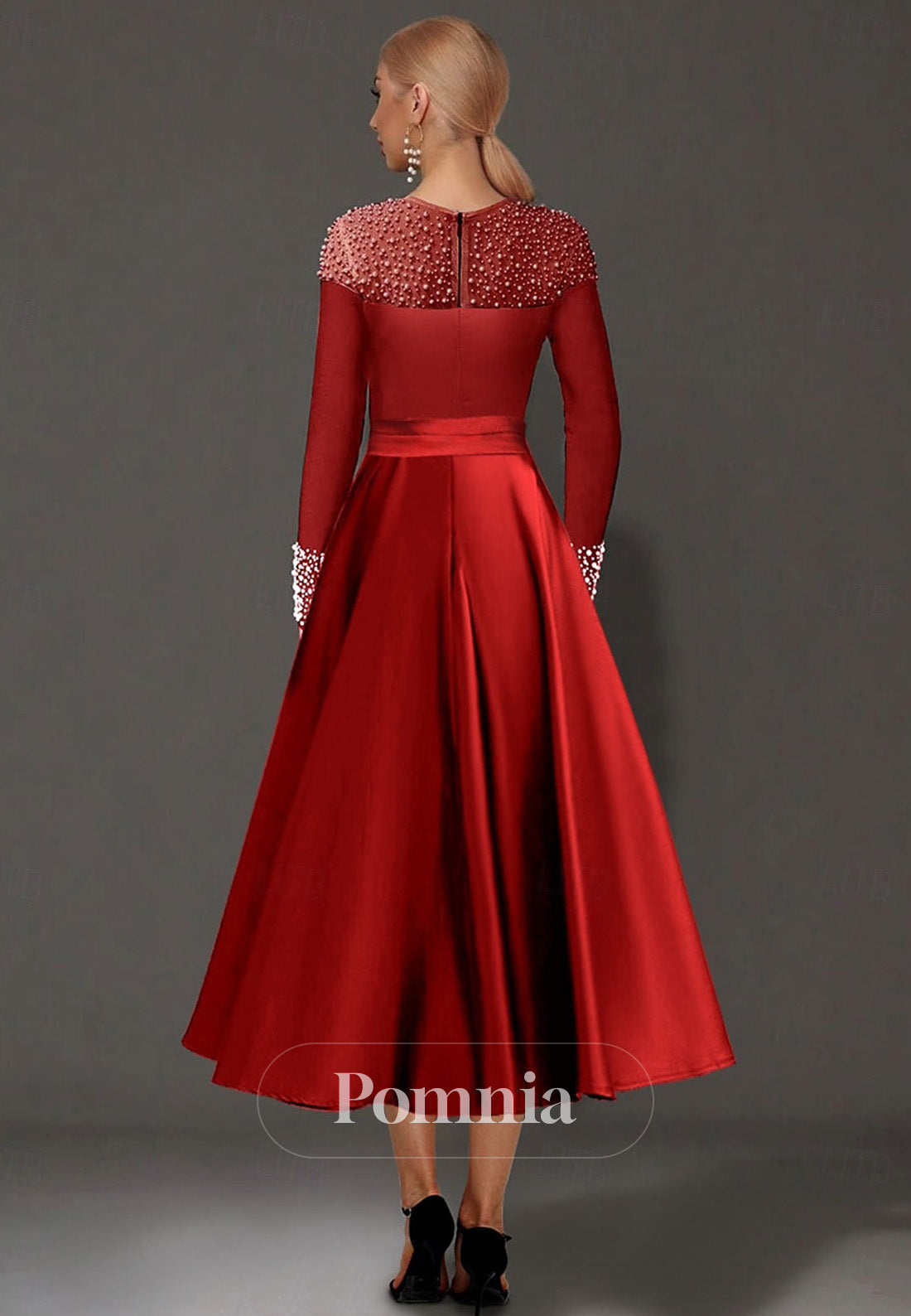 Elegant Dress Formal Tea Length Long Sleeves Mother of the Bride Dress