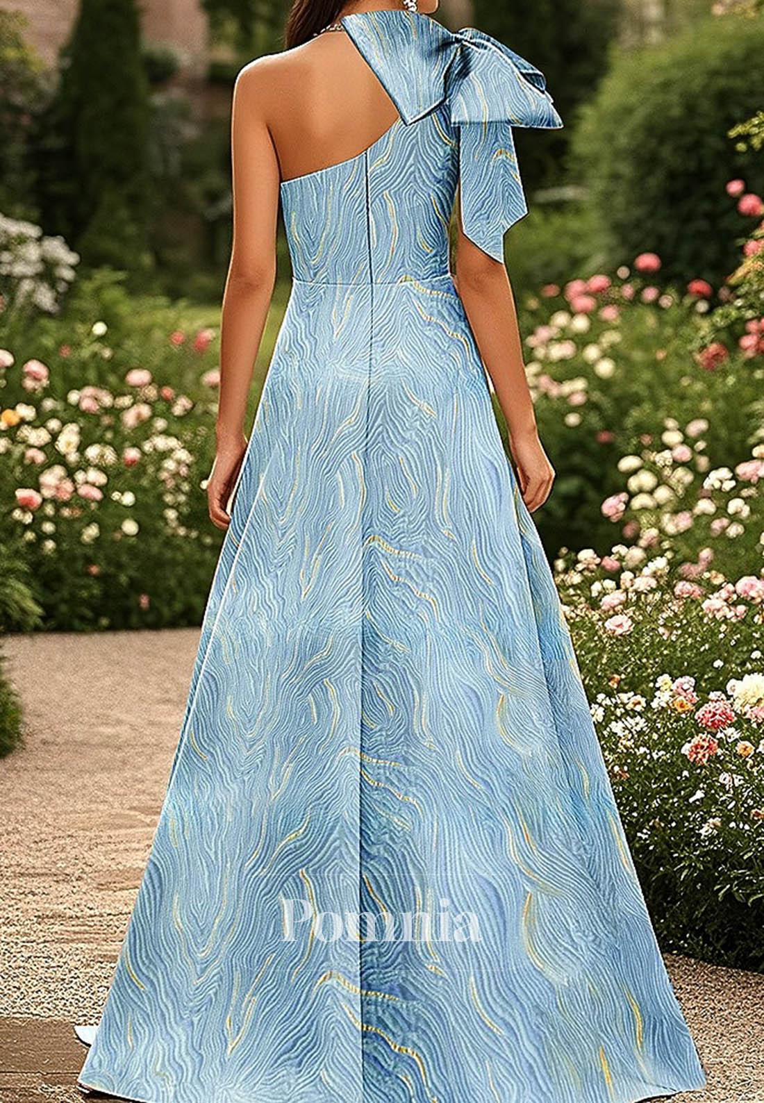 One Shoulder Formal Wedding Satin Backless with Bow