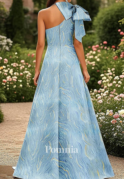 One Shoulder Formal Wedding Satin Backless with Bow