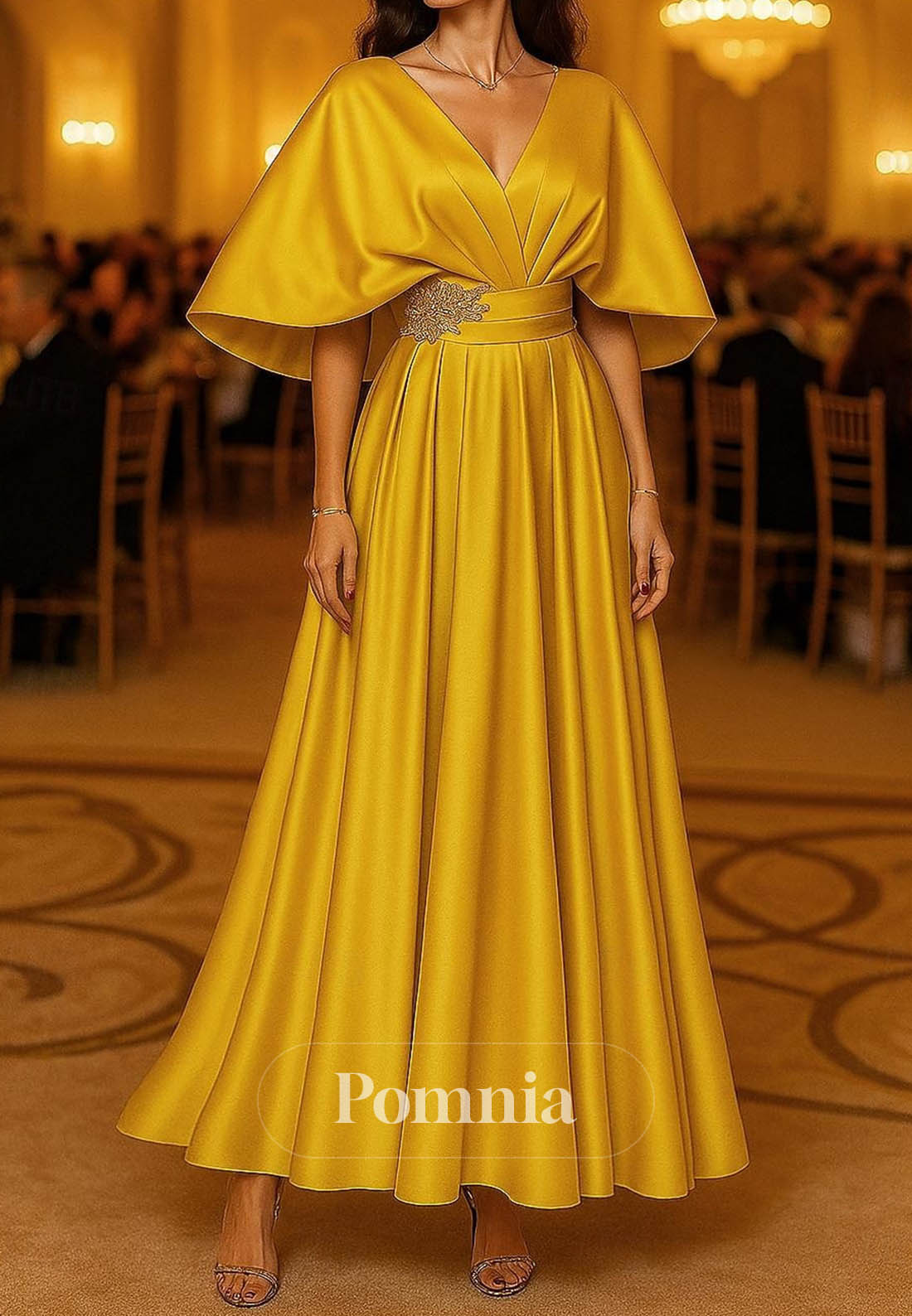 A-Line Floor Length Evening Gown Ball Gown