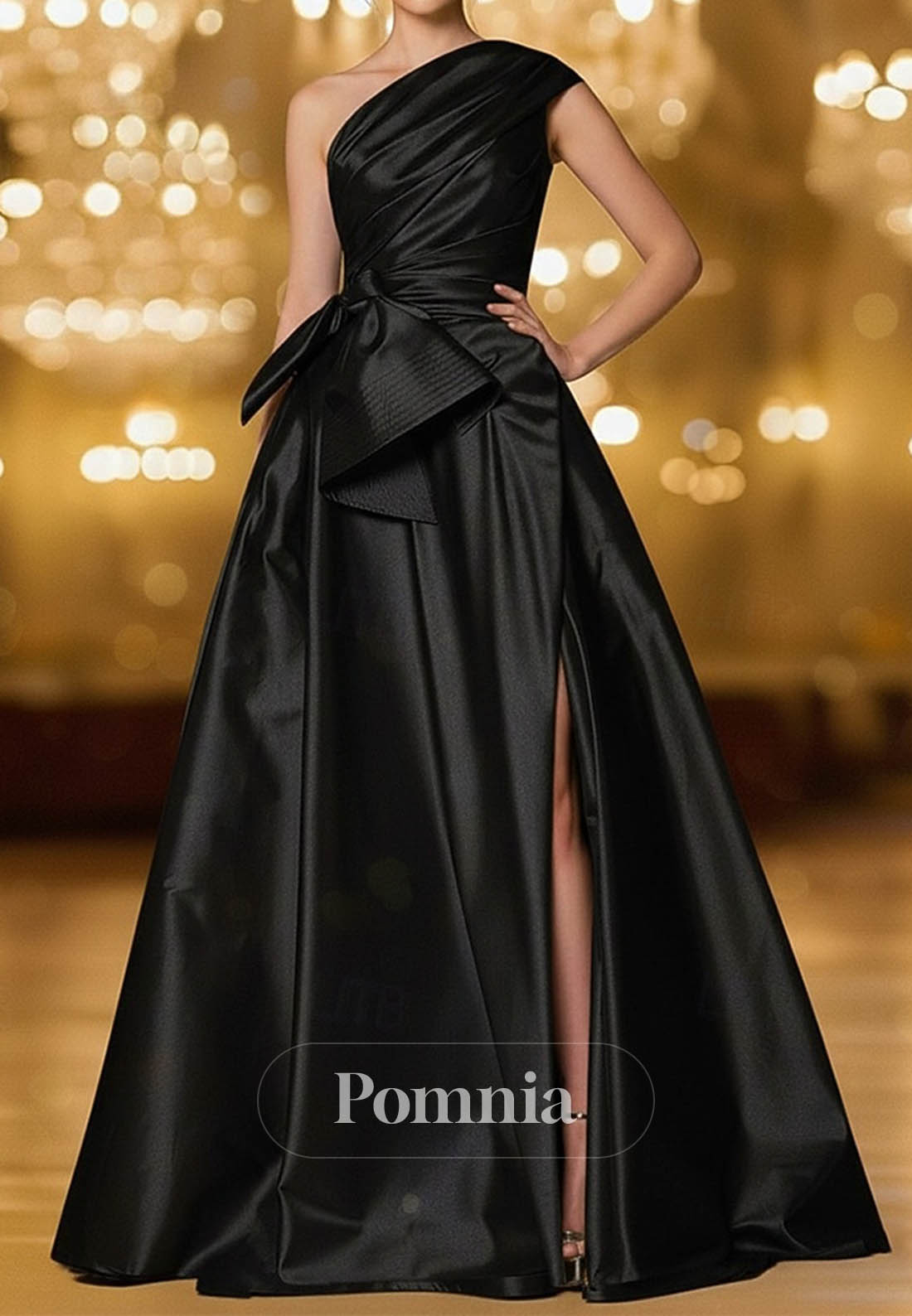 Formal Wedding Pocket Stretch Satin with Bow