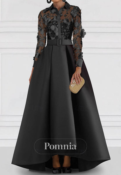 A-Line Floor Length Evening Gown