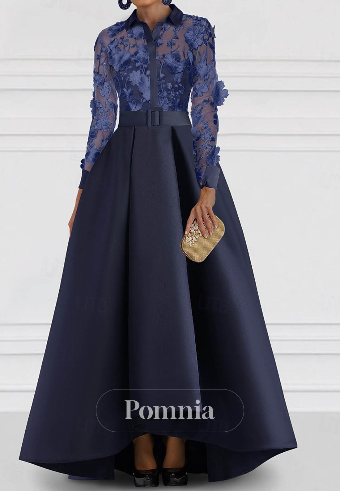 A-Line Floor Length Evening Gown