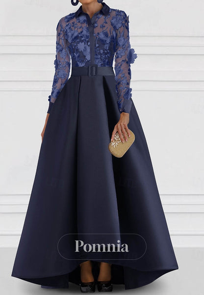 A-Line Floor Length Evening Gown