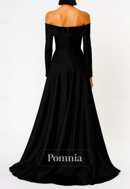 A-Line Floor Length Evening Gown