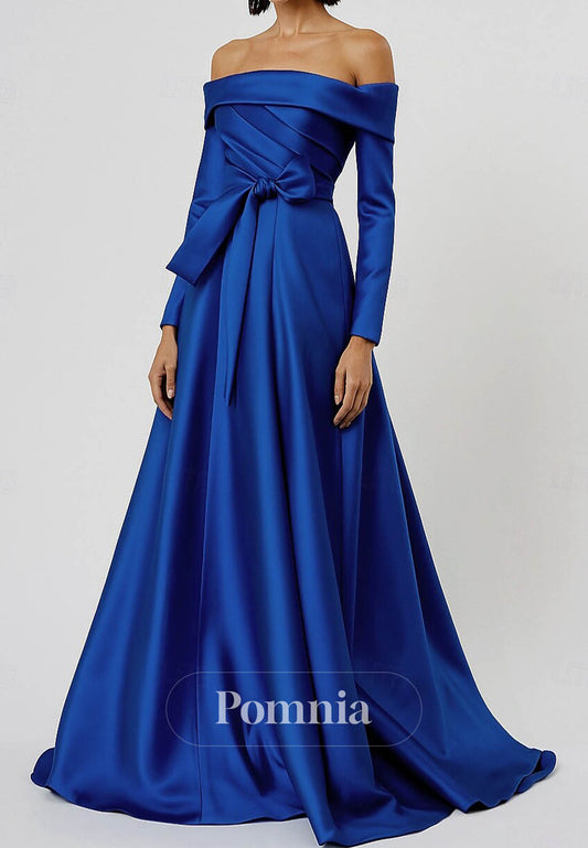 A-Line Floor Length Evening Gown