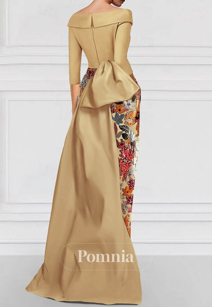 A-Line Floor Length Evening Gown Ball Gown with Overskirt