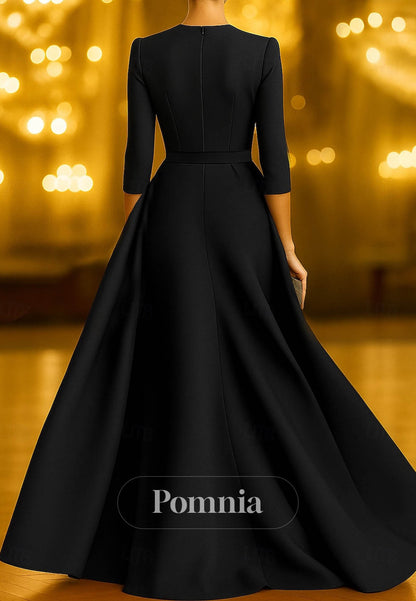 Elegant Glittering Sparkle Length Sleeve V Neck Formal Dress